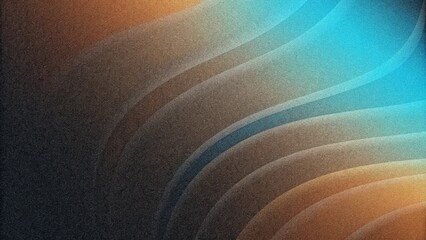 Poster - Grainy blue orange black background, abstract color gradient wave shape noise texture poster header banner wallpaper cover design. Vibrant color gradient grainy texture background orange red blue