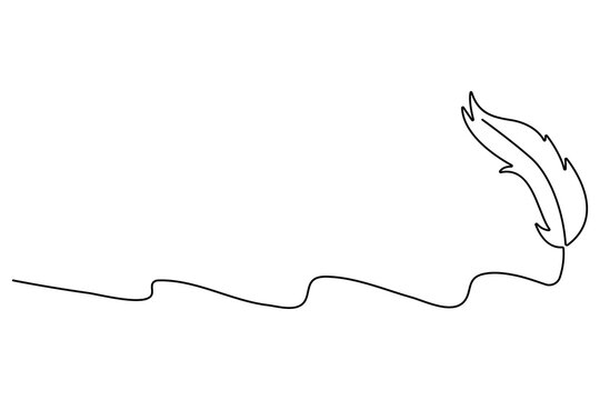 Bird feather continuous one line drawing of bird feather icon  Isolated on white background vector illustration
