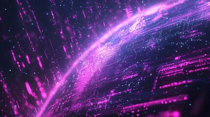 Poster - an artistic depiction of a digital data globe, showcasing a scientific technology network surroundin