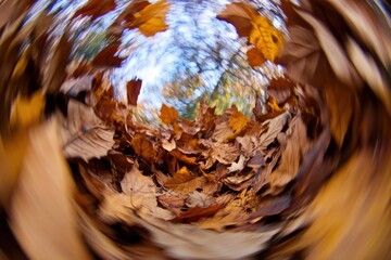 Poster - Autumn Leaves Swirling In A Whirlwind Motion