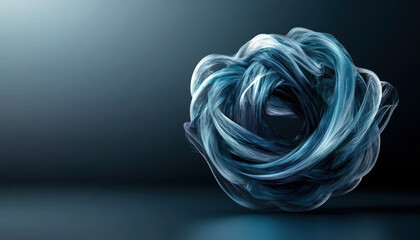 Poster - This image captures the essence of fluidity with swirling waves of blue hues against a soft gradient backdrop, evoking a sense of motion and tranquility in abstract art.