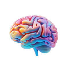 Poster - Colorful and Detailed 3D Brain Model with Abstract Design Elements