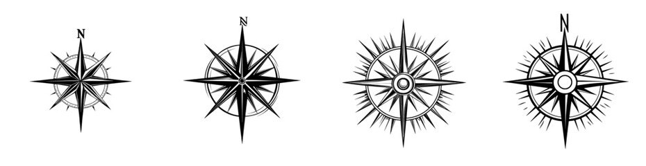 Poster - A traditional compass rose showcasing the four cardinal directions, perfect for themes related to navigation, travel, and exploration.