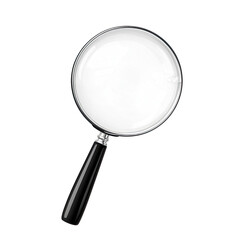 a magnifying glass icon with a black handle and a white background, in a vector illustration style w