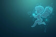 © Lora_ecology - A glowing wireframe Cupid depicted on a transparent background, illuminated by a combination of blue and black data points. A blend of mythology and technology in a futuristic style.