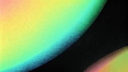 Aufkleber - Grainy noisy background, abstract color gradient shape, vibrant glowing rainbow yellow green pink blue black noise texture banner design. Blurred fluid gradient colorful background