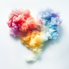 Poster - Rainbow smoke forming a heart shape, symbolizing love, passion, and vibrant emotions