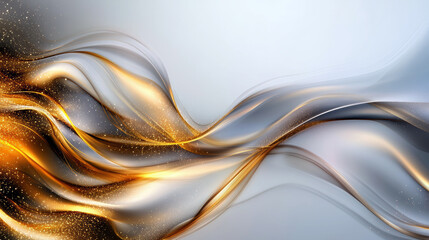 Poster - A mesmerizing blend of golden and silver waves creates an elegant, dynamic background, perfect for conveying a sense of luxury and sophistication in any design project.