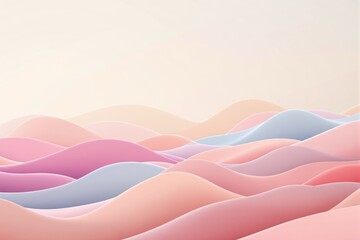 Poster - Abstract pastel-colored undulating waves on light beige background.