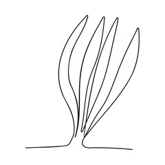 Wall Mural - Grass single line art hand-drawn.Vector Illustration
