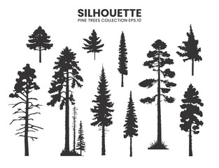 Poster - Silhouette trees on wildlife collections.Vector illustration