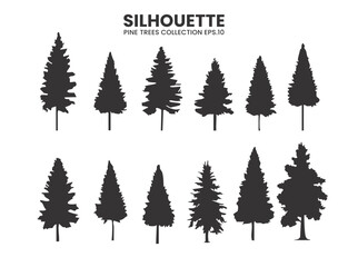 Poster - Pine tree silhouette collection.Vector illustration 