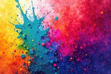 Wall Mural - Abstract colorful paint splatters, seamlessly blended, vibrant background, tone, bold