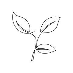 Wall Mural - Leaves hand drawn single line art one continuous.Vector illustration