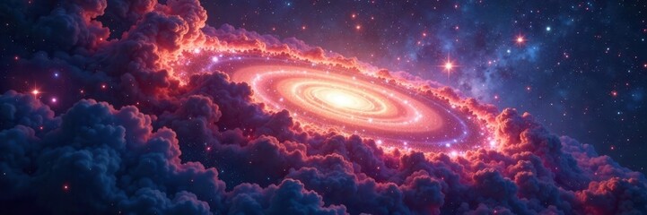 Wall Mural - Swirling nebulae, distant galaxies in cosmic dust clouds, otherworldly, science
