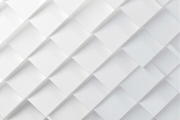 Poster - Abstract white geometric background with layered square patterns and shadowed effects.