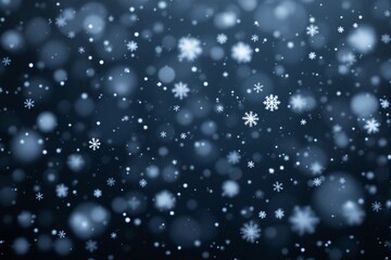 Poster - Abstract blue background with snowflakes and bokeh lights.