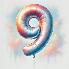Fototapete - 숫자 9 모양 풍선, 파스텔화, jpeg (a balloon in the shape of a number nine, pastel painting, jpeg)
