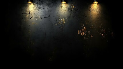 Wall Mural - Dark Cracked Concrete Wall with Spotlights