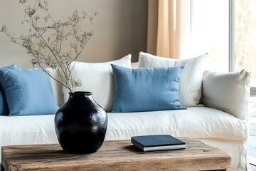 Poster - Modern Living Room Decor with Vase and Sofa