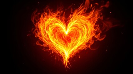 Wall Mural - a heart-shaped fire enveloped in swirling flames, creating an intense and dynamic expression of pass