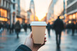 © Kowit - Coffee cup in hand city street lifestyle image urban setting perspective morning vibes