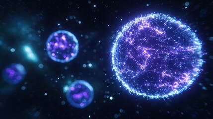 Poster - Dynamic Intricate Nanotech Visuals Glowing in 3D Space with Gigapixel Quality