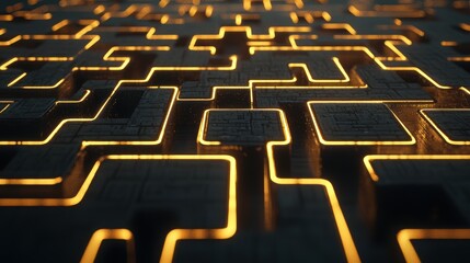 Poster - High-Tech Data Nodes Interconnecting with Glowing Paths in a Futuristic Design