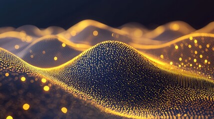 Aufkleber - Futuristic Digital Matrix with Particles Creating Dynamic Movement in Space