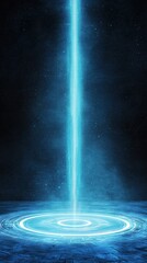 Poster - Holographic Beam with Vertical Orientation in Sci-Fi Environment and Blueprints