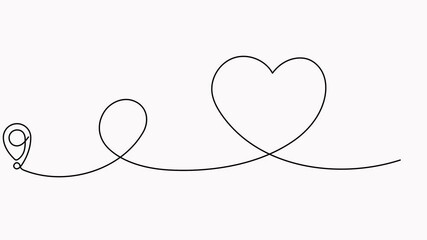 Poster - Continuous line drawing path between two location markers animation. Travel destination concept. GPS navigation symbol animated video.