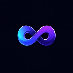 Wall Mural - 3d rendered infinity symbol, blue and purple gradient on dark background.