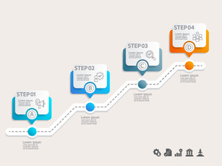Wall Mural - simple infographics timeline business workflow background with business icon 4 steps for report, pre