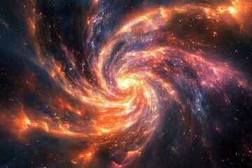 Canvas Print - Fiery Cosmic Spiral Galaxy Swirling Through Space