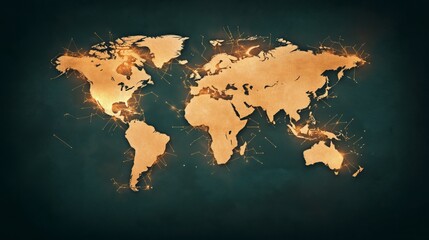 Poster - Detailed Artistic Representation of the World Map Highlighting Cultural Connections and Overlaid Patterns, Perfect for Educational and Creative Use