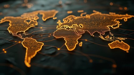 Poster - Glowing Map Design Featuring Intricate Energy Lines and Patterns for Visualization of Global Connections and Network Dynamics in High-Resolution Gigapixel Format