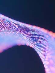 Fototapete - Futuristic Light Wave Neon Digital Grid at Dusk