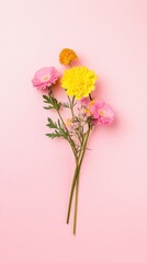 Poster - Minimalist Spring Flower Arrangement on Pink Background