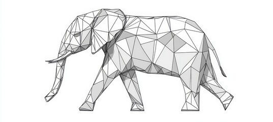 Wall Mural - Geometric Elephant Illustration A Modern, Polygonal Animal Design on White Background