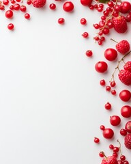 Aufkleber - Minimalist Pink Fruit Border Composition on White Background