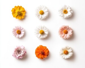 Poster - Vibrant Floral Arrangement on White Background Spring Bloom Aesthetic