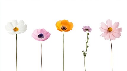 Aufkleber - Minimalist Arrangement of Vibrant Flowers on White Background