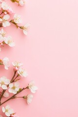 Aufkleber - Minimalist Spring Cherry Blossoms on Soft Pink Background - Nature Banner