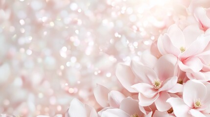 Poster - Elegant Composition of Blooming Magnolia Flowers in Soft Bokeh Background