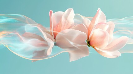 Poster - Ethereal Magnolia Blossoms Soft Hues and Dreamy Floral Artistry in Stock