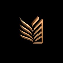 Wall Mural - abstract bronze stylized wing design on black background.