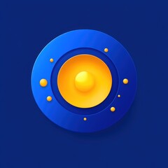 Wall Mural - abstract circular design with yellow and blue elements.