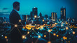 © Teeraphon - Smart digital city with connection cyber security network reciprocity over the cityscape . future smart wireless digital city and social media networking systems that connects people within the city