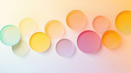 Poster - Colorful circular shapes on a soft gradient background create a vibrant and modern abstract design.