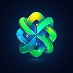 Wall Mural - abstract glowing green and blue symbol, energy, technology, innovation design.